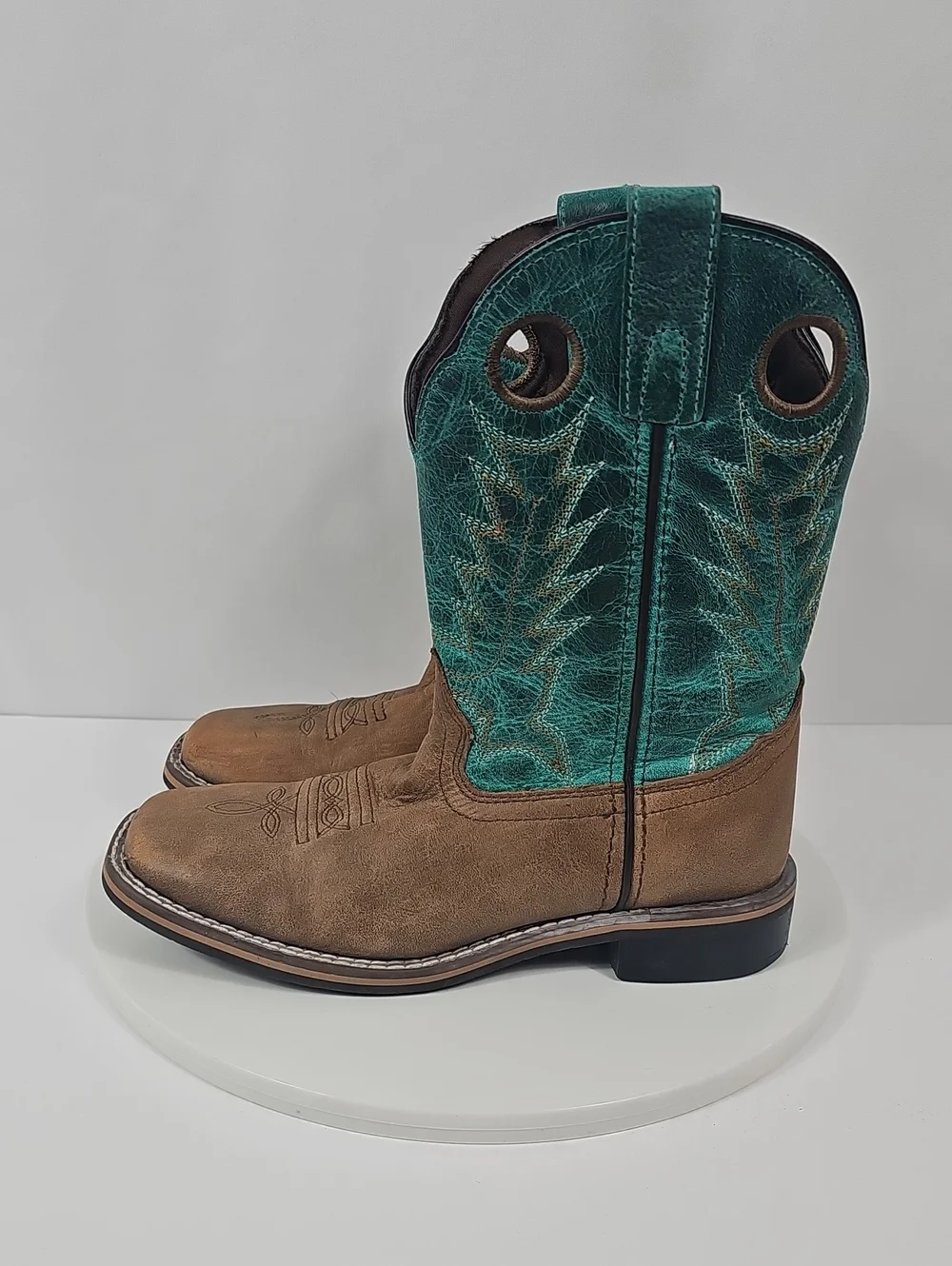 Smoky Mountain Jesse 3851C Kids 3R Brown Turquoise Leather Cowboy Boots Cowgirl